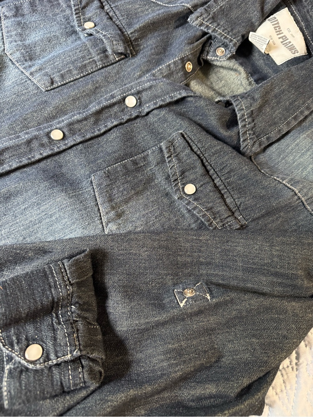Ditch Plains New York Women’s Large Denim Pearl Snap Western Shirt - Picture 14 of 16